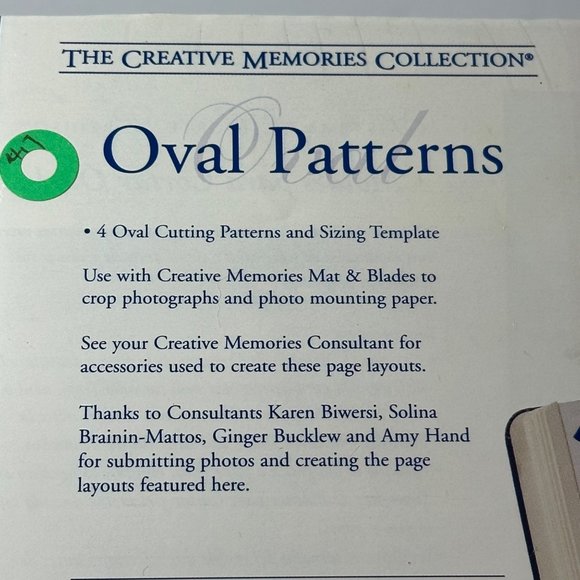 Creative Memories Scrapbook Custom Cutting System 4 Oval Patterns & Template NOS - Picture 4 of 4